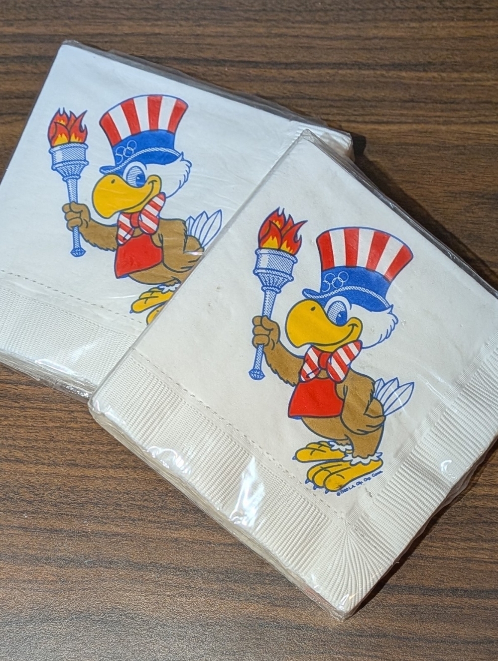 Vintage 1984 Los Angeles Olympics 2 Packs Paper Beverage Napkins Sam The Eagle